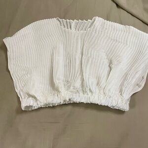 White Pleated cropped Blouse
